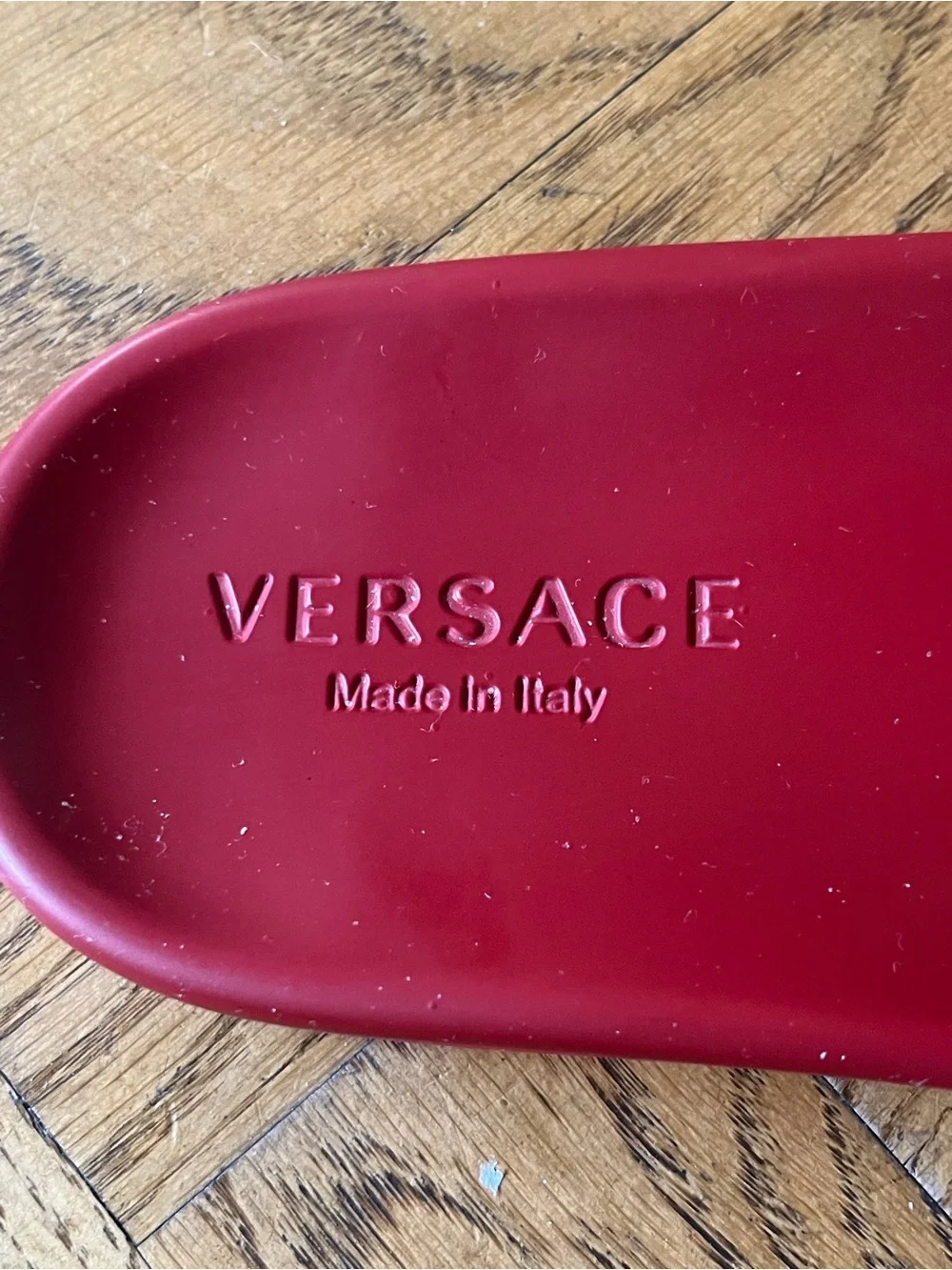 Versace Red Medusa Embossed Slide Sandals